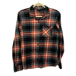 EUC Women’s Rust & Aqua Patagonia Flannel Long Sleeve Button Down Shirt Size 8
